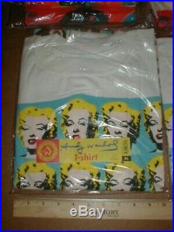 12 vtg new authentic Andy Warhol t-shirt lot XL $$-signs + Marilyn Monroe face
