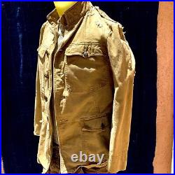 1910s Denim Canvas USA Army Tan Coat Slim Fit Uniform MENS Jacket Vintage Duck