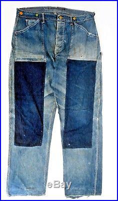 1920s Vintage Denim Buckle Back Jeans by Hercules with Suspender Buttons