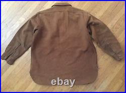 1930's Vtg JcPennys Suede Moleskin Work 1/2 Zip up Shirt Chin Strap Shirt XL