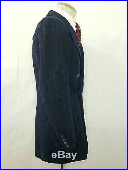 1930s Hollywood Clothes Blue Chalk Stripe DB Suit Jacket Deco Dapper Vintage