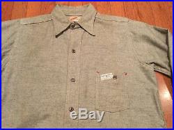 1930s Vintage Workwear Shirt Salt Pepper Cigarette Pocket Gussets DEADSTOCK