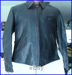 1940’s HERCULES black leather mens jacket horsehide 42 half belt motorcycle