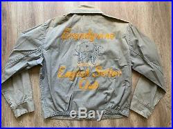 1940s 1950s Custom Painted Chain Stitched Cotton Work Wear Jacket English Setter