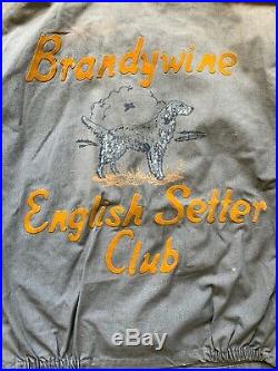 1940s 1950s Custom Painted Chain Stitched Cotton Work Wear Jacket English Setter