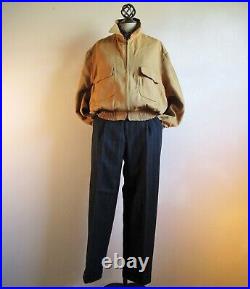 1940s-50s Rayon Gabardine Bomber Jacket Vintage Men's Camel Outerwear Jacket MM