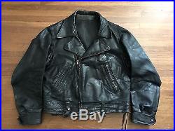 1940s 50s Vintage Horsehide Leather Police Motorcycle Jacket 42 44 ...