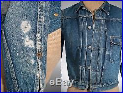 1940s Vintage Levis First Pattern Big E Jacket 506XX Pin Stitch Rare Denim 40