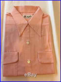1950’s Men’s Rockabilly Shirt Manhattan New Old Stock Sz. L 16 Pink Loop Collar
