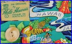 1950s 50s Vintage Hale Hawaii Land of Aloha Natives Crepe Rayon Hawaiian Shirt