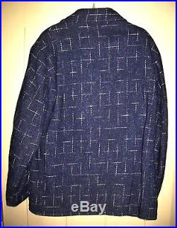 1950s Dark Blue Rockabilly Flecked Wool Zip Ricky Jacket Large