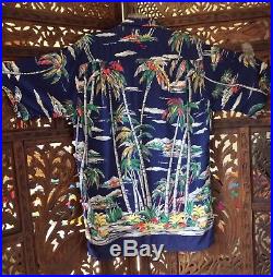 1950s Vintage Duke Kahanamoku Rayon Hawaiian Shirt Made by Cisco