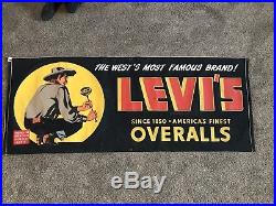 1950s Vintage Levis Denim Banner! 69x28. Awesome Shape