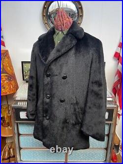 1960s Vintage Hardy Amie's Mens Black Fur Overcoat. 44-46R, Free Shipping