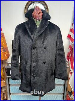 1960s Vintage Hardy Amie's Mens Black Fur Overcoat. 44-46R, Free Shipping