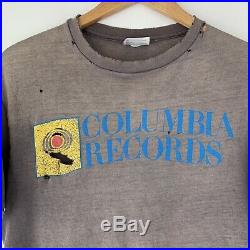 1980 Columbia Records Vintage Promo Music Tee Shirt Record Label 80s Thrashed