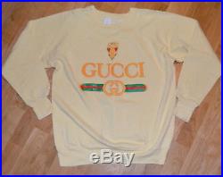 1980’s GUCCI LOGO vintage yellow hip-hop sweatshirt shirt (M/L) 80’s 90’s NYC