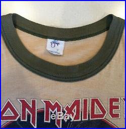 1981 Iron Maiden ALIVE PURGATORY Camo Sleeve Concert T-Shirt Heavy Metal Retro