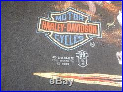 1989 3d Emblem Ridin Hogs & Pickin Up Chicks Arkport N. Y Harley Davidson T-shirt
