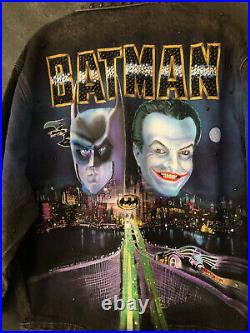 1989 Batman Tony Alamo Hand Painted Studded Bedazzled Black Jean Jacket Size XL