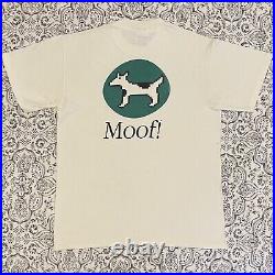 1990s Vintage Apple Logo Spell Out and Moof! Logo On Back White T-shirt Medium