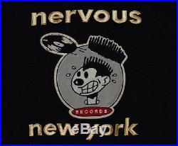 1992 NERVOUS records varsity jacket vtg 90s hip hop shirt rap black moon wreck L