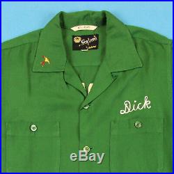 50s KING LOUIE Vintage Bowling Shirt Men M Dick Clark Chain Stitch Rayon