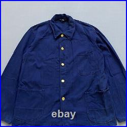 50s vintage blue indigo selvedge cotton workwear chore coat work jacket french