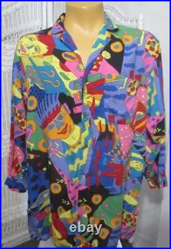 80's ESPRIT Pop Art Unisex Button Jacket/Blazer Toc Toc Character Artist Small
