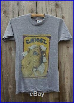 80s Vintage Heather Gray Joe Camel Cigarettes T-Shirt Tri Blend Rayon Sz Small