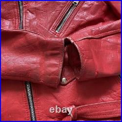 80s vintage Nice London red leather biker motorcycle grunge jacket 36