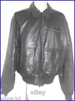 90’s BLOUSON CUIR NOIR A-2 AMECO FLIGHT LEATHER JACKET AAF MADE IN USA SIZE XL