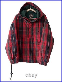 90s VTG GAP Tartan Plaid Hooded Pullover Coat Jacket