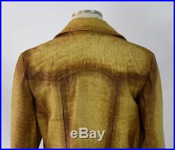 ADAM & EVE Vtg70s Marbled Tan Brown Leather Western Blazer Jacket Coat Mens M
