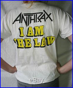 ANTHRAX Judge Dredd Original Vtg 1987 T-Shirt I AM THE LAW Tour Concert