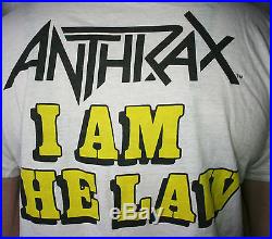 ANTHRAX Judge Dredd Original Vtg 1987 T-Shirt I AM THE LAW Tour Concert