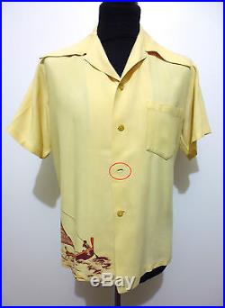 AUTH CATALINA VINTAGE 40s WWII Camicia Uomo Rayon Gabardine Man Shirt Sz. M