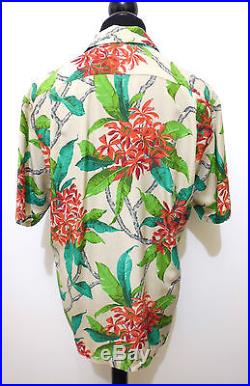 AUTH HAWAII VINTAGE 40s WWII Camicia Uomo Seta Man Hawaian Silk Shirt Sz. XL