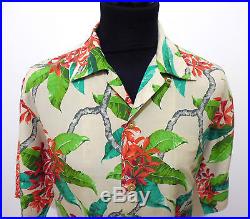 AUTH HAWAII VINTAGE 40s WWII Camicia Uomo Seta Man Hawaian Silk Shirt Sz. XL