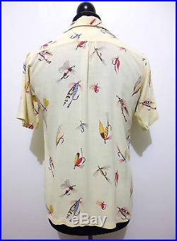 AUTH McGREGOR VINTAGE 50s Camicia Uomo Rayon Gabardine Man Gab Shirt Sz. S