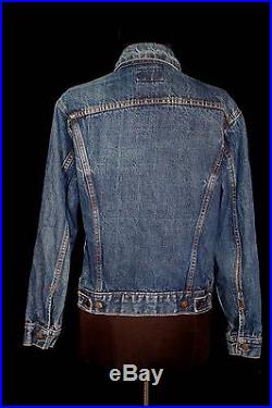 A Very Rare Vintage Late 1960's Big E Levi Blue Denim Jacket Size Small