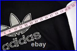 Adidas Sweatshirt VTG 80s 90s Silver Glitter Trefoil Black Sweatshirt Sm Stress