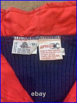 Amazing Vintage 80s SPYDER Wool Ski Sweater Blue Red White Men's Sz Large