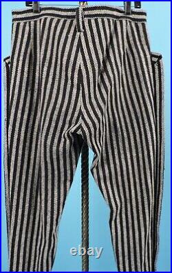 Antique 1920s Mens Striped Button Fly Wool Pants W Boot Cut Bottom Leg