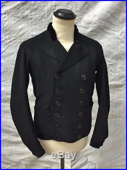 Antique Jacket Wool Double Breasted 1910 Jacket Edwardian Pea Coat Early Sz S 38