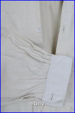 Antique Vintage Shift French Linen Smock Collarless Chore Shirt Farmer Work M/L