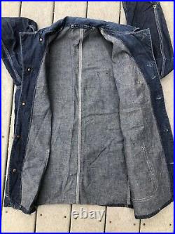 Antique Vtg 1930s 1940s Hercules Denim Chore Work Coat Jacket Workwear Jean Old