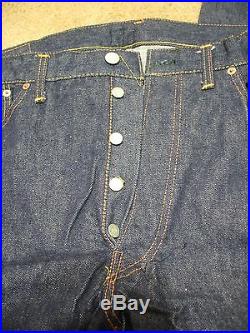 Authentic Vintage 1960's Levis 501 XX Indigo Denim Jeans Hidden Rivets NWT
