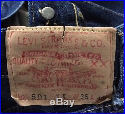 Authentic Vintage Levi's 501xx Denim Blue Jean Hidden Rivets Redline Big E Sz 33