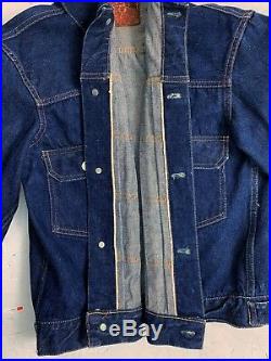 Authentic Vtg Levis Type 2 507 XX Big E Denim Jacket Early 1950s Leather Tag